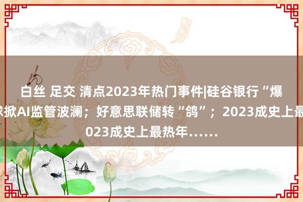 白丝 足交 清点2023年热门事件|硅谷银行“爆雷”；全球掀AI监管波澜；好意思联储转“鸽”；2023成史上最热年……